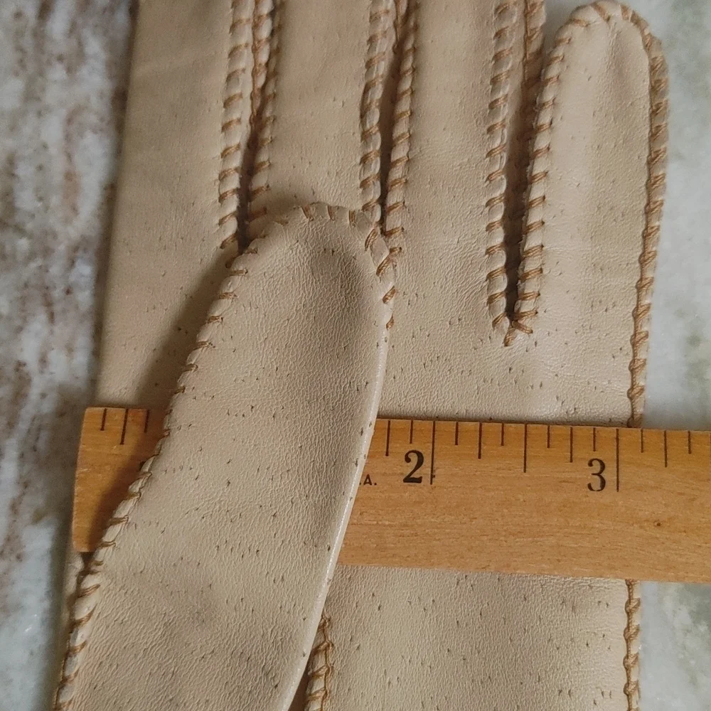 Vintage The Deerskin Trading Post Leather Tan Gloves Size 6.5
